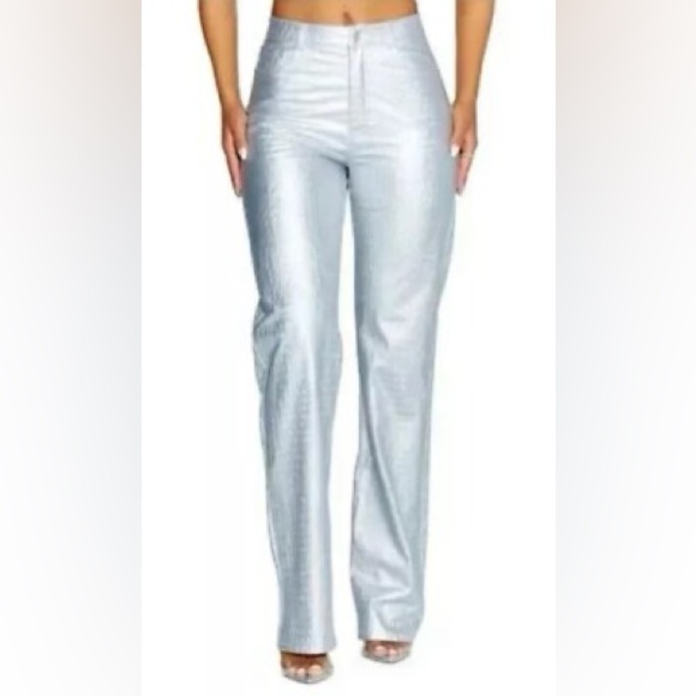 Naked Wardrobe Silver Crocodile
Faux Leather Bootcut Pants